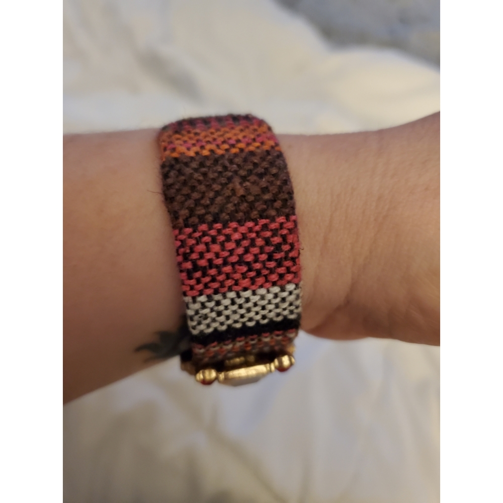Gem & Fabric Cuff Bracelet - Picture 2 of 5
